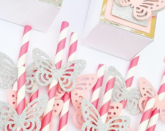 Butterfly Straws | Birthday Straws | Birthday | Paper Straws | Butterfly Straw | Butterflies | Butterfly Birthday Decoration