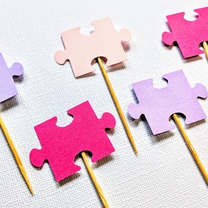 Puzzelcupcaketoppers | Puzzel confetti toppers | Leraar cupcake topper | Speelstukken | Puzzelthema-decoraties | Legpuzzelcupcaketoppers