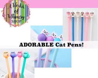 Cat Gel Pen Cheeky Cat Gel Pens Cartoon Cat Gel Pen Bright Pink