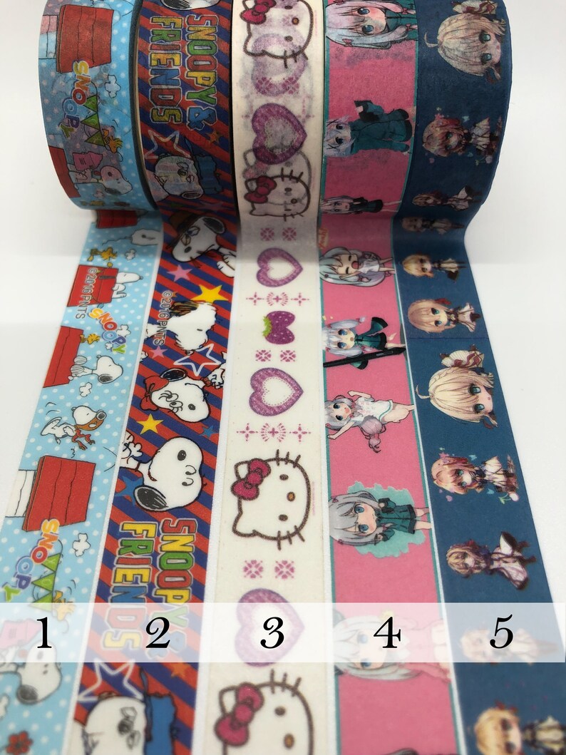 Kawaii anime Washi Tape Sample Charlie Brown Snoopy Hello Kitty