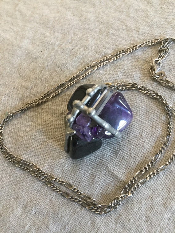 Modernist pendant crystal healing necklace 1980s … - image 1