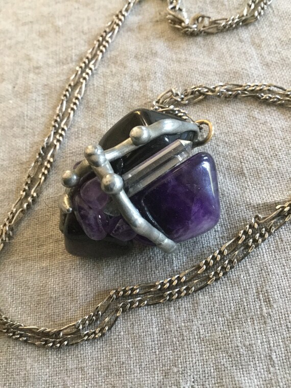Modernist pendant crystal healing necklace 1980s … - image 5
