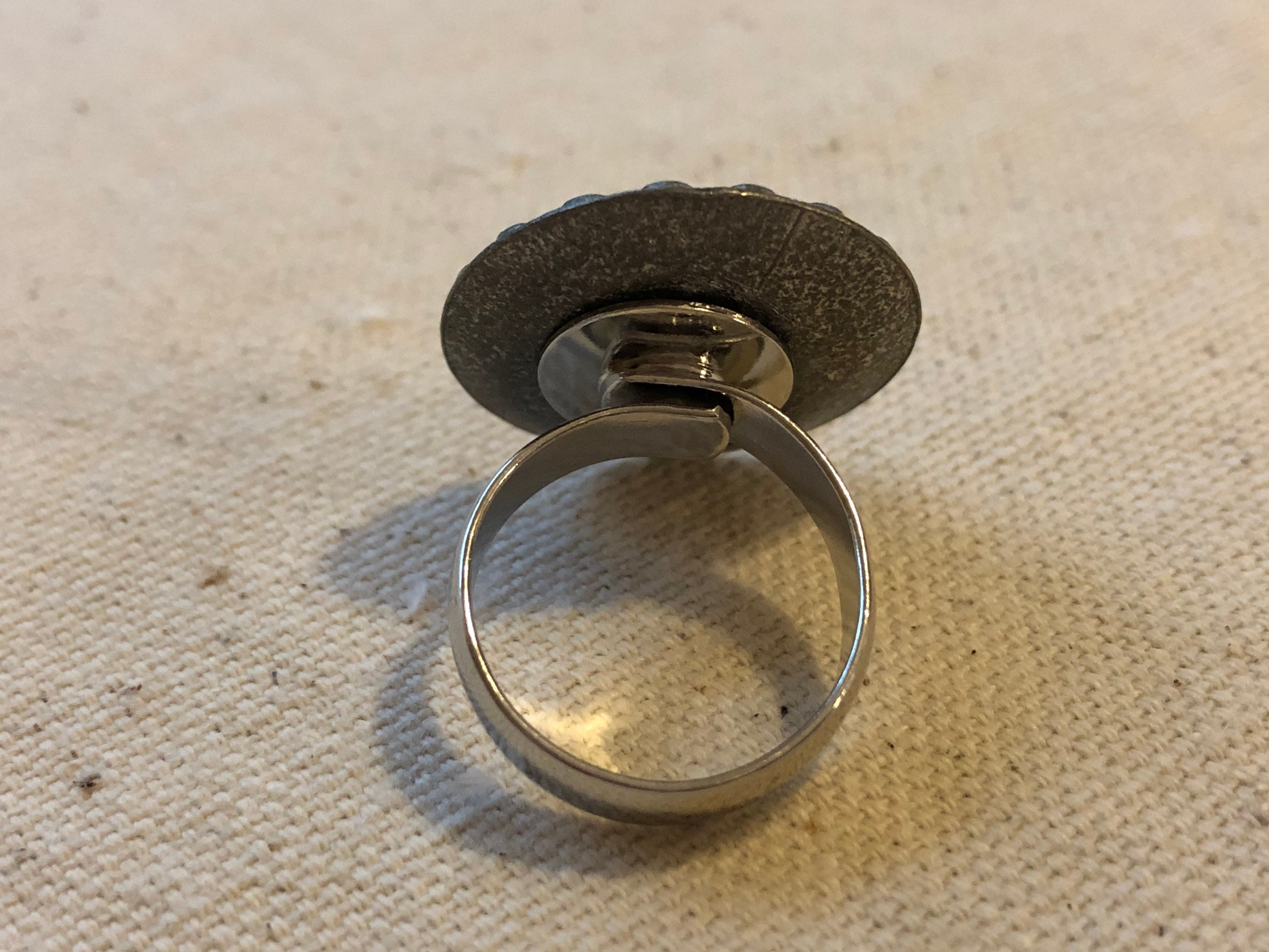 Floral Antique Button Ring (adjustable Band) - Etsy