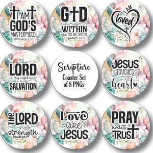 Podkładka z wersetem biblijnym PNG, projekt podkładki z wersetem biblijnym, zestaw 8 wzorów sublimacji, podkładka chrześcijańska PNG, podkładka religijna PNG