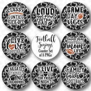 Football Coaster PNG, Football Keychain Sublimation Design, Bundle of 8, Coaster PNGs, Digital Download