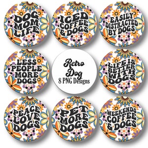Retro Dog Coaster PNG Bundle, Dog Mom Coaster PNG, Funny Dog Coaster PNG, Sublimation Design, Dog Coaster Design, Digital Download