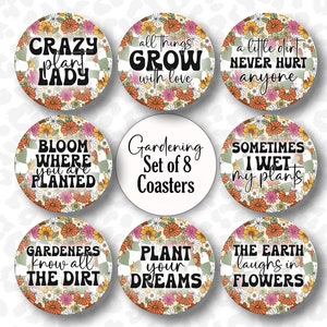 Funny Coaster PNG, Set of 8 Car Coaster Sublimation Designs, Keychain Sayings, Plants Coaster PNG, Funny Plant Coaster PNG, Digital Download