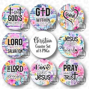 Christian Coaster PNG, Car Coaster PNG, Scripture Coaster PNG, Spring Floral, Sublimation Design, Bible Verse Coaster Design, Digital File