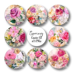 Spring Coaster PNG, Floral Coaster PNG, Vintage Coaster PNG, Car Coaster Design, Sublimation Design, Digital Download