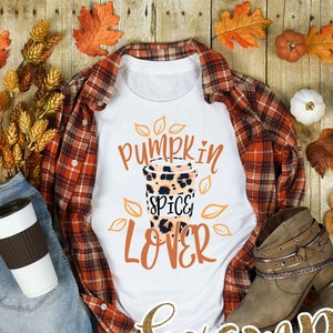 Pumpkin Spice Shirt Design, Pumpkin Spice Lover Sublimation PNG, Autumn Fall, Thanksgiving, Leopard Print, Digital Download