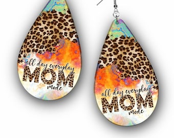 Earring PNG, All Day Everyday Mom Mode, Drop Earring Sublimation Design, Mother's Day Earring PNG, Mom Earring Design, Digital Download