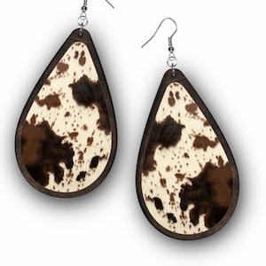 Cowhide Earring PNG, Drop Earring Sublimation Design, Western, Farm, Ranch Style, Animal Print Earring PNG