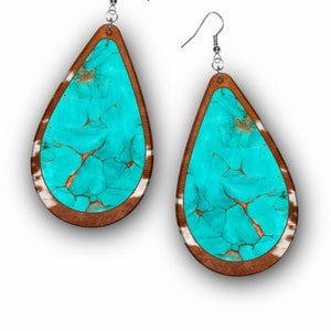 Earring PNG, Western Earring Design, Cowhide Turquoise Earring Sublimation Design, Digital Download, Drop Earring PNG
