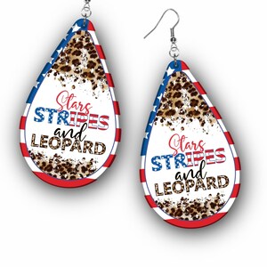 Patriotic Earring PNG, 4th of July Earring PNG, Veteran Earring PNG, Stars Stripes Leopard, Sublimation Design, Drop Earring Design, Digital