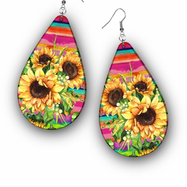 Earring PNG, Sunflower Earring PNG, Rainbow Earring PNG, Drop Earring Design, Bold Earring Design, Sublimation Design, Digital Download