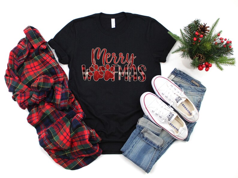 Julhund PNG, God Woofmas, hundskjortadesign, jul PNG, sublimeringsdesign, DTF, digital nedladdning bild 3