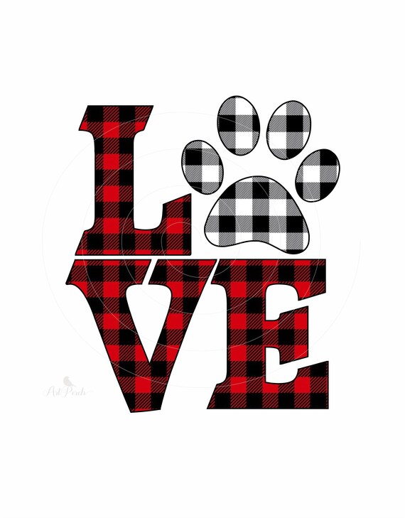Buffalo Plaid Dog Paw Print Love T-Shirt Buffalo Plaid Dog Paw Print Love T-Shirt