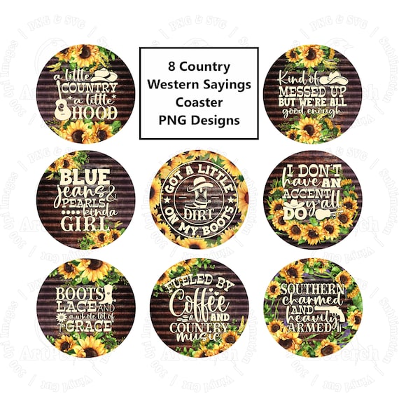 Car Coaster PNG, Country Western Sayings Coaster Bundle, Southern Sayings Coaster Bundle, Funny Cowboy Sayings Set of PNGs