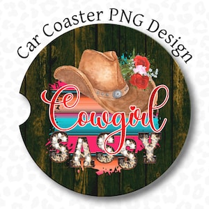Sous-verre de voiture Western Cowgirl PNG, Cowgirl impertinent, conception en sublimation de sous-verre de voiture, conception de sous-verre de voiture Floral rouge, sous-verre de voiture PNG