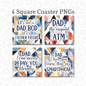 Funny Dad Coaster PNGs, Father Coaster PNG, Coaster Sublimation Design, Father&#39;s Day Coaster PNG, Digital Download