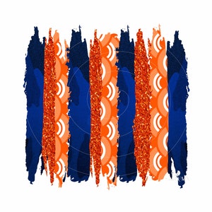 Orange Blue White Brush Stroke Background Sublimation PNG Design - Football Game Day - Instant Download