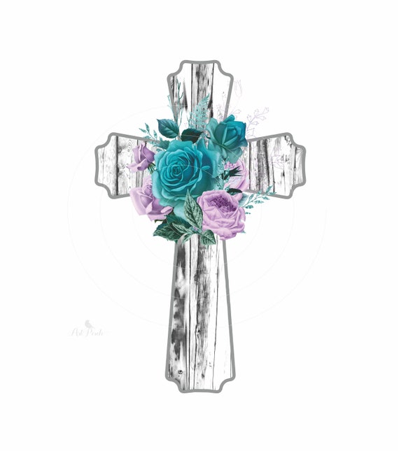 Wood Cross, Teal Purple Lavender Gray, Sublimation Design, Instant png Download, Direct to Garment, Graphic Clipart, 300 dpi Image png