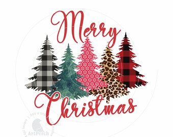 Feliz Navidad PNG, Diseño de sublimación navideña, Camiseta de árbol de Navidad PNG, Invierno PNG, Cuadros de búfalo, Estampado de leopardo, Descarga digital