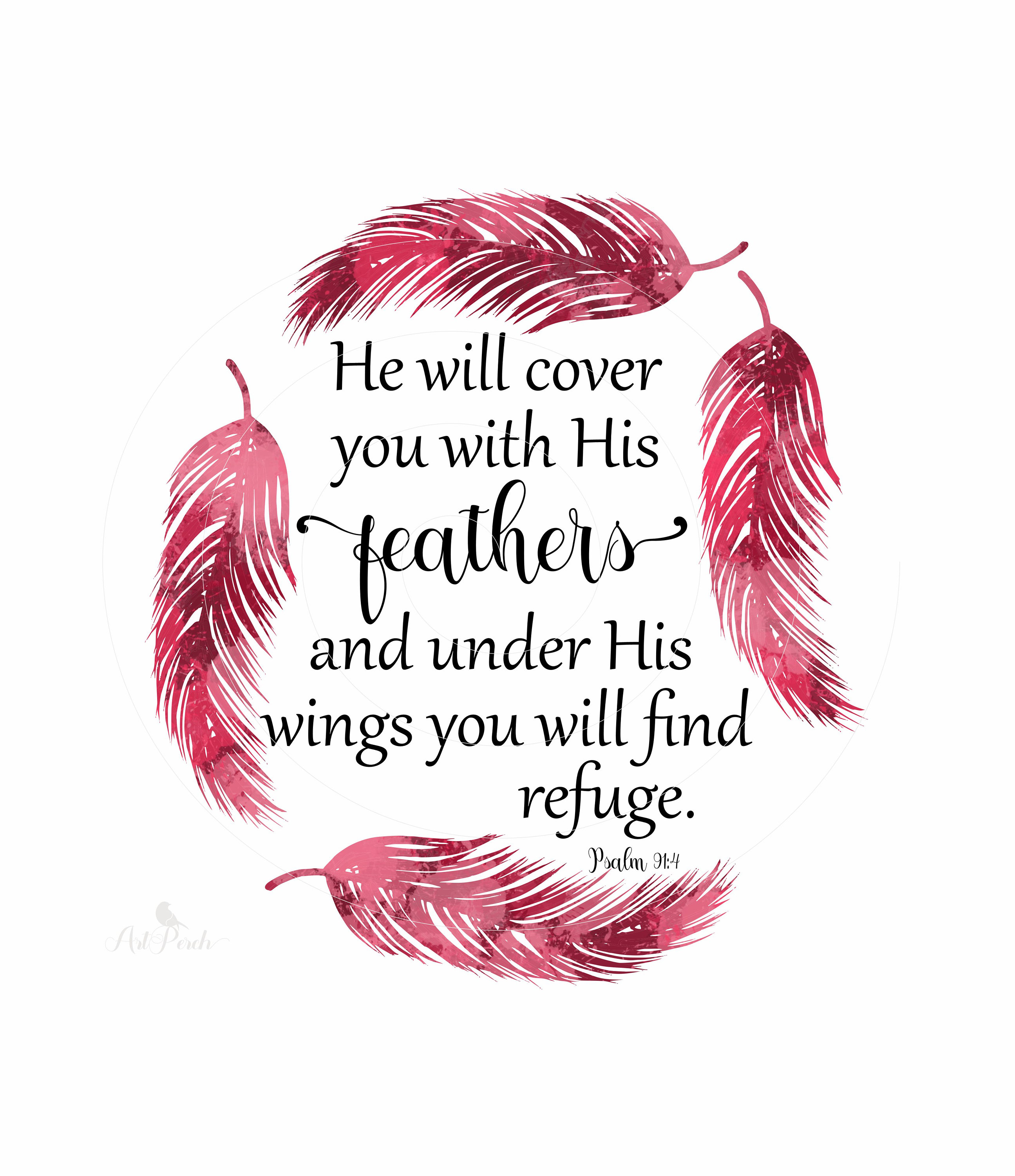 Feather Scripture Cursive Scripture PNG, Christian PNG, He Will Cover You With His Feathers ...