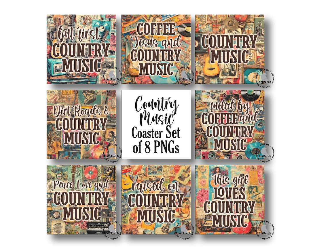 Square Coaster PNG, Coaster Bundle, Country Music Coaster PNG, Western ...