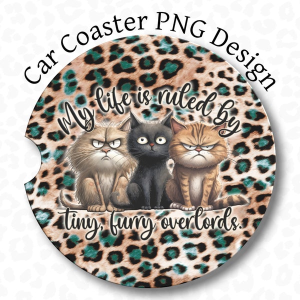 Cat Car Coaster PNG, Funny Cat Car Coaster Sublimation Design, Animal Print, Leopard Print, Funny Car Coaster PNG, Digital Download