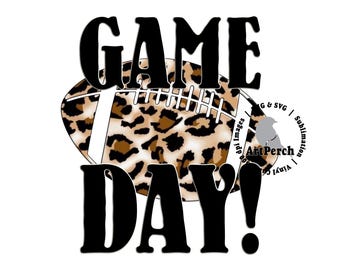 Football PNG, Game Day PNG, Shirt Design, Leopard Print, Sublimation Design, Football Shirt Design, Digital Download