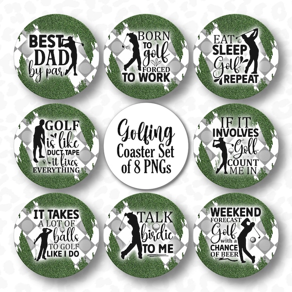Golf Coaster PNG, Father's Day Coaster Sublimation Design, Dad Golf Coaster PNG, Golfing Coaster PNG, Funny Golf Coaster Design