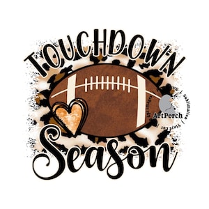 Diseño de camiseta de fútbol, temporada de touchdown PNG, fútbol de otoño PNG, estampado de leopardo, diseño de sublimación, fútbol PNG