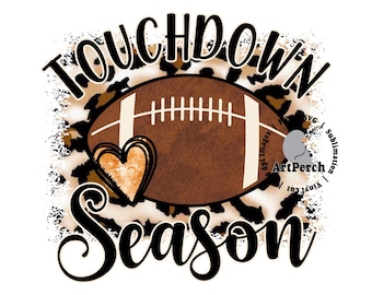 Football Shirt Design, Touchdown Season PNG, Fall Football PNG, Leopard Print, Sublimation Design, Football PNG