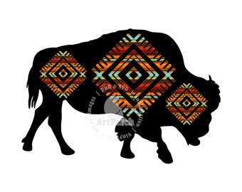 Buffalo Shirt Design, Bison PNG, Aztec PNG, Western Shirt Design, Sublimation Design, Ranch Shirt Design, Digital Download
