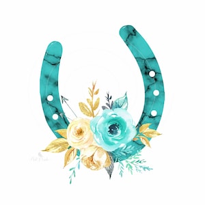 Horseshoe PNG, Turquoise Horseshoe PNG, Western Shirt Design, Floral Horseshoe PNG, Sublimation Design, Digital Download