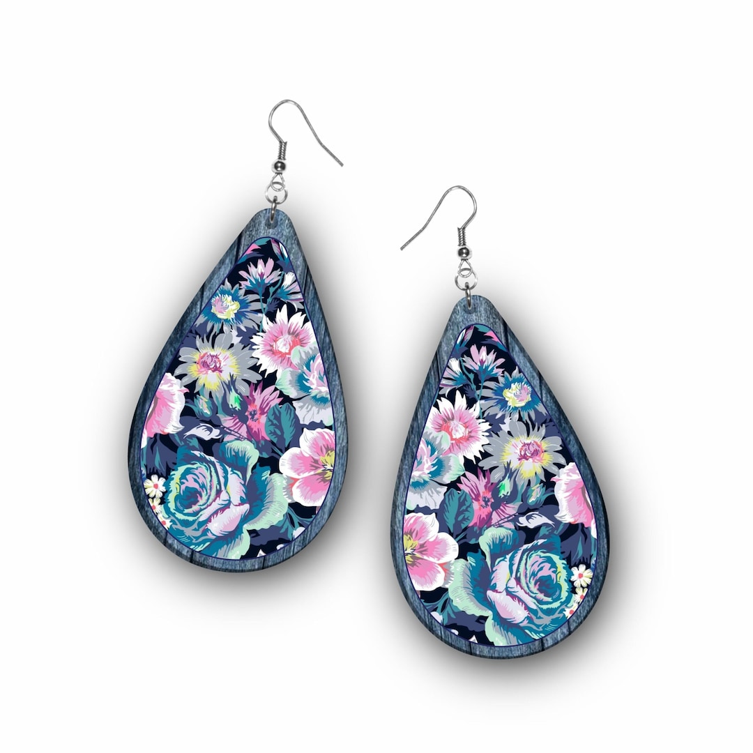 Flower Power Earrings- Navy/Pink main image 0