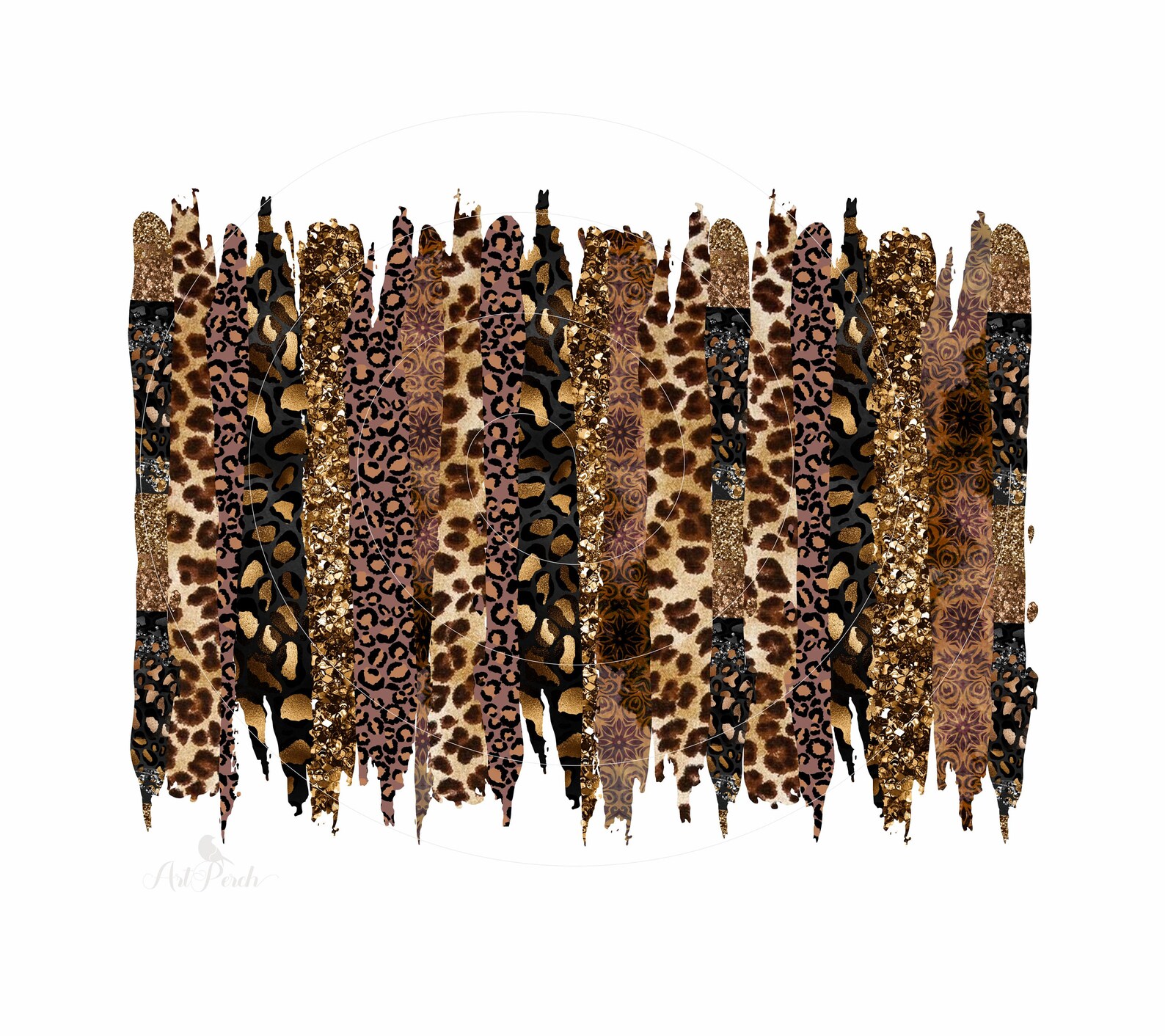Gold Brown Animal Leopard Print Brush Stroke Background Etsy