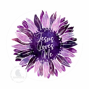 Christian PNG, Jesus Loves Me Sublimation Design, Purple Sunflower PNG, Bible Clipart, Scripture Shirt Design