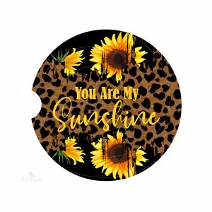 Car Coaster PNG, You are my Sunshine Car Coaster Sublimation Design, Sunflower Car Coaster PNG, Leopard Print Coaster Design