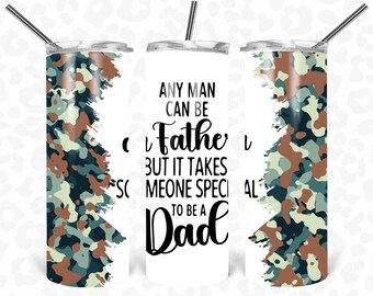 Father's Day Tumbler PNG, 20 Oz Skinny Tumbler Sublimation Design, Dad Tumbler Wrap, Camo Tumbler PNG, Seamless Pattern, Digital Download
