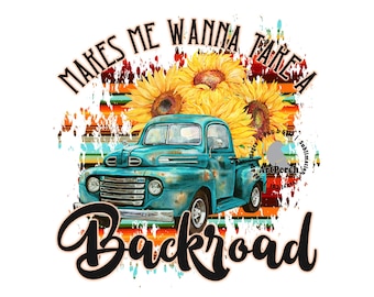 Toma una carretera secundaria PNG, diseño de camiseta del oeste, camión vintage, patrón de sarape, música country, diseño de sublimación, descarga digital, DTF, boho