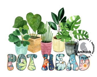 Funny Potted Plant Design, Funny Plant PNG, Gardening PNG, Garden Shirt Design, Sublimation Design, Retro Floral Pattern, Digital Download