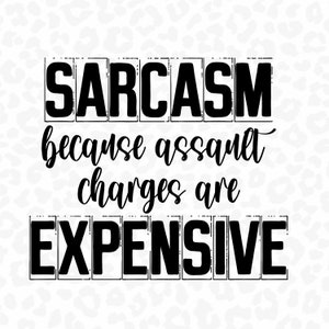 Sarcasm PNG, Sarcasm because assault charges are expensive, Sublimation Design, Sarcastic Shirt Design, Sarcastic PNG, Funny Graphic Clipart