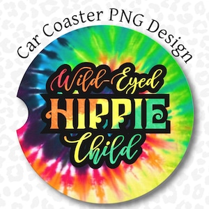 カーコースター PNG、ヒッピー カーコースター昇華デザイン、タイダイ、ヒッピー 子供用カーコースター クリップアート