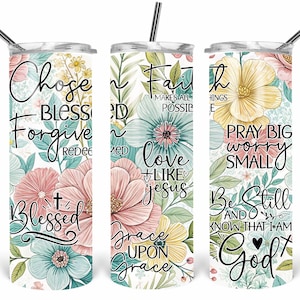 Christian Tumbler Wrap, Seamless Tumbler PNG, Scripture Tumbler PNG, 20 Oz Skinny Tumbler Design, Sublimation Design, Christian Tumbler PNG