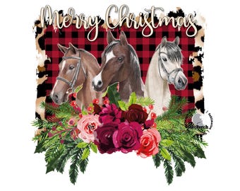 Merry Christmas PNG, Christmas Horses PNG, Ranch Christmas PNG, Holiday Horses Shirt Design, Sublimation Design, Digital Download