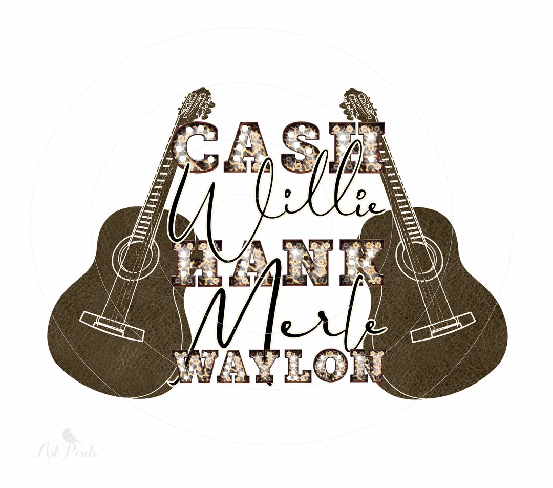 Cash Willie Hank Merle Waylon PNG Design - Country Music Guitar ...