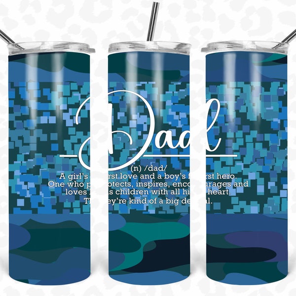 Papà Tumbler PNG, Avvolgi tumbler per la festa del papà, Design magro per tumbler da 20 Oz, Design a sublimazione del tumbler, Camo Tumbler PNG, Tumbler padre