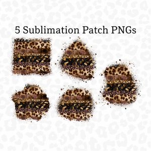 Patch PNG, Animal Print, Gold Glitter, Patch Shirt Design, Sublimation Design, Leopard Print Patch PNG, Digital Download